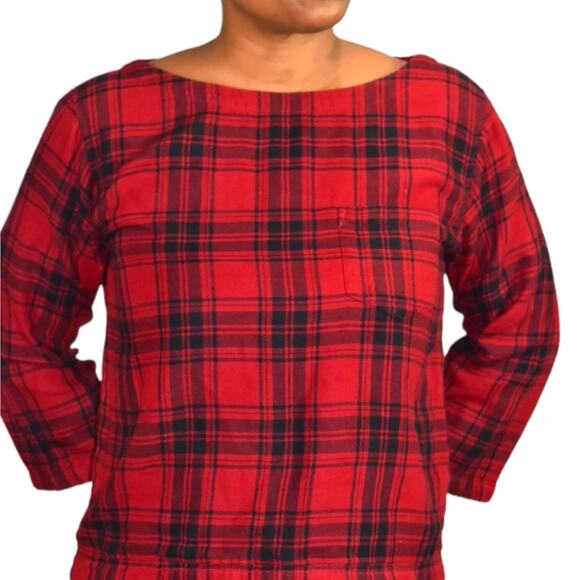 Madewell Curtis Plaid Shirt Red Flannel Tee Pullover Black Herald Top Size Small - Picture 4 of 12